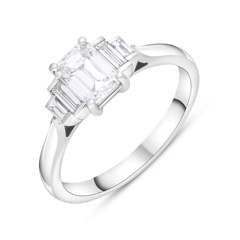 Platinum Diamond GIA Certified Emerald and Baguette Cut Ring
