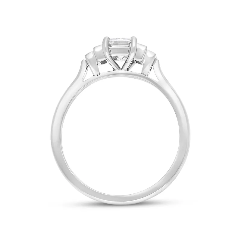 Platinum Diamond GIA Certified Emerald and Baguette Cut Ring