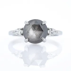 Rose Cut Salt & Pepper Diamond Engagement Ring