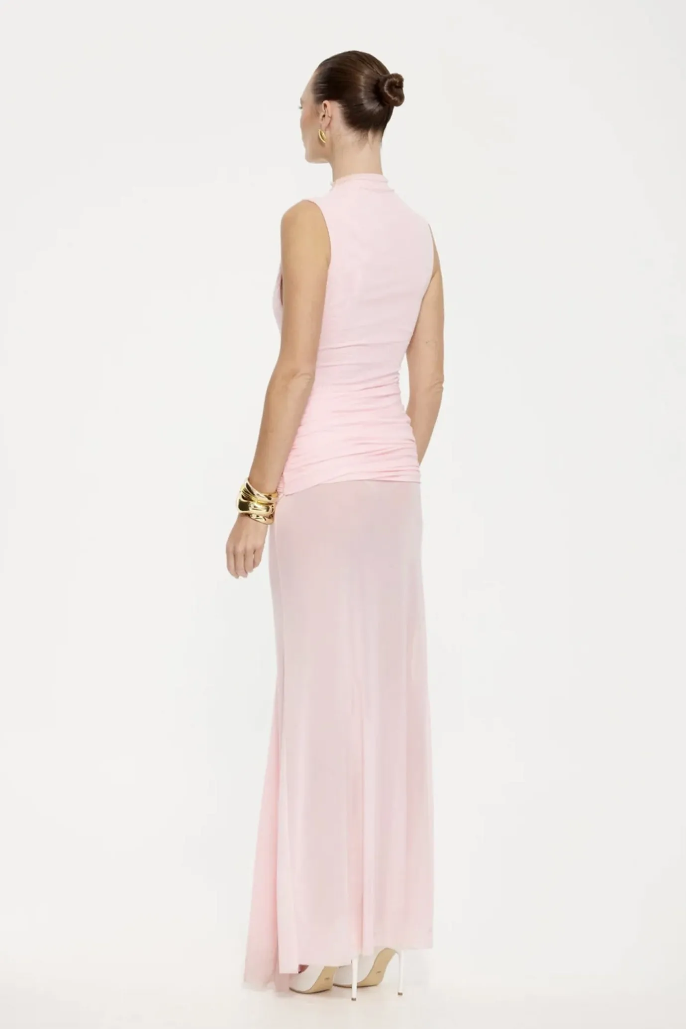 Roza Maxi Dress Petal Pink Mesh by Effie Kats