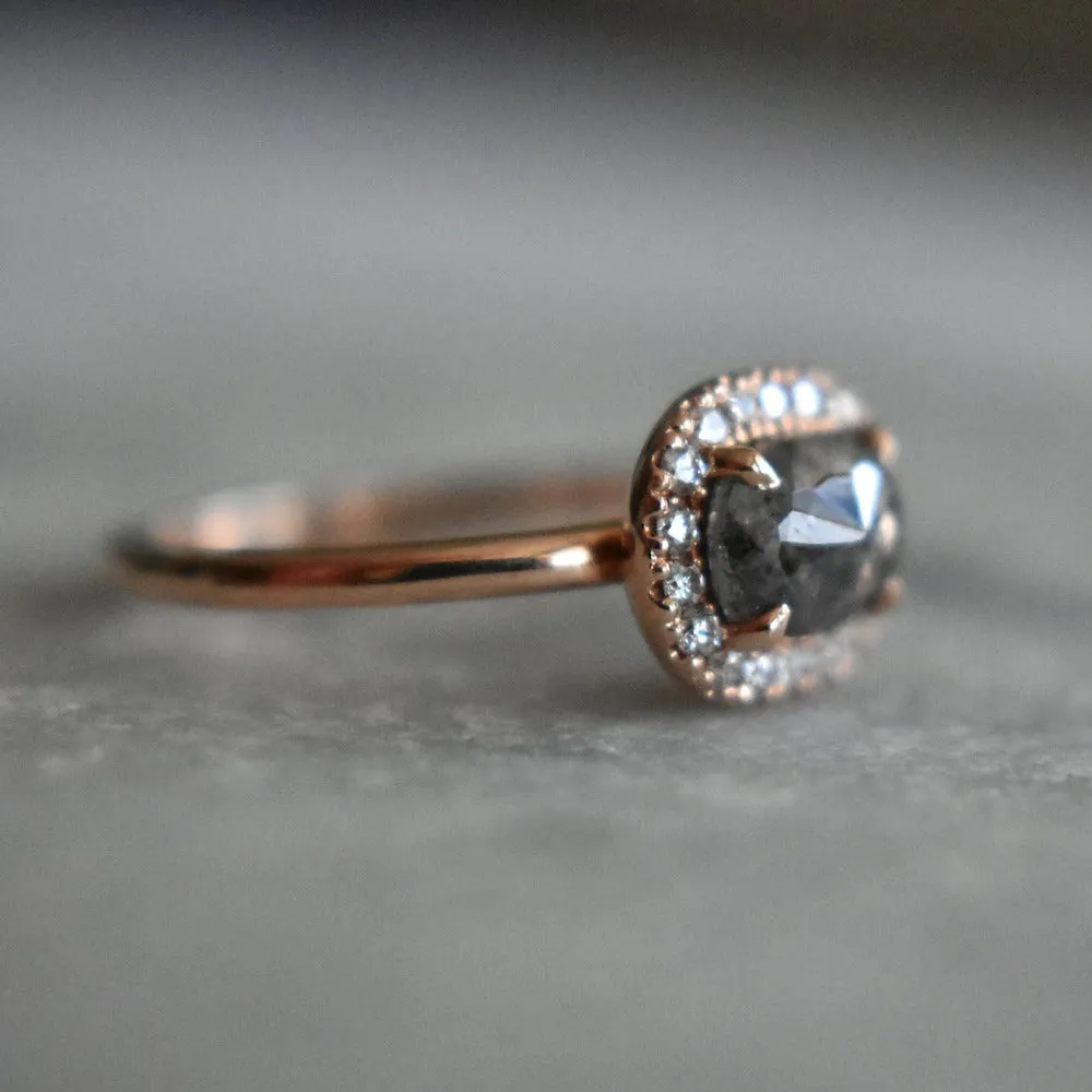 Salt & Pepper Diamond Halo Engagement Ring