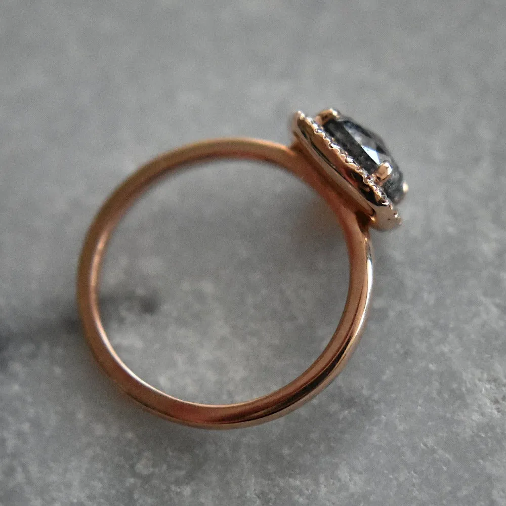 Salt & Pepper Diamond Halo Engagement Ring