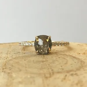 Salt & Pepper Rose Cut Diamond Ring