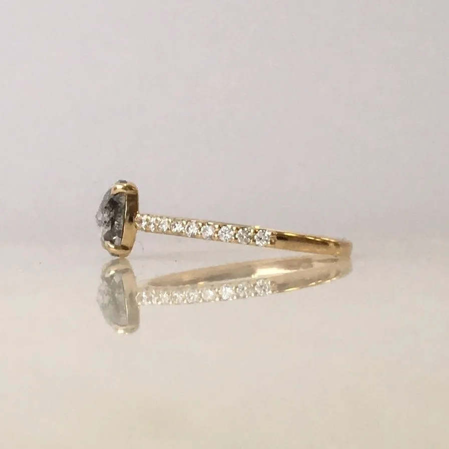 Salt & Pepper Rose Cut Diamond Ring