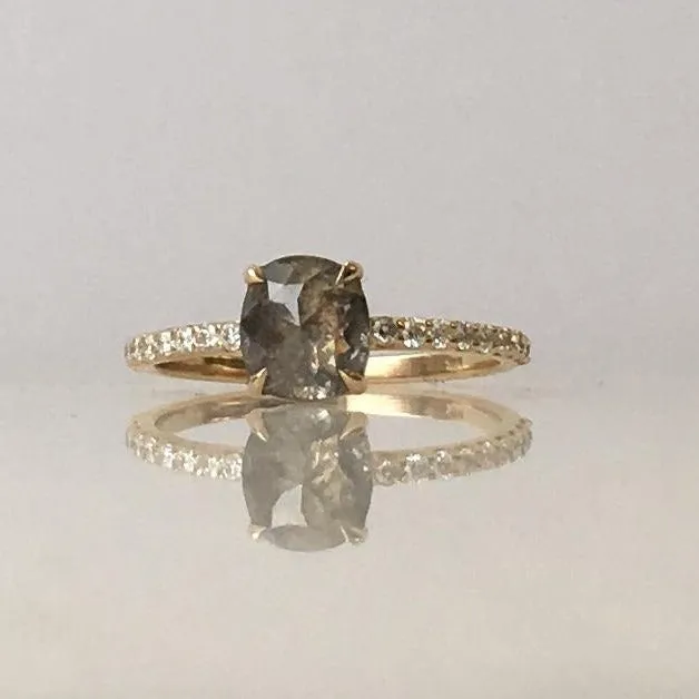 Salt & Pepper Rose Cut Diamond Ring