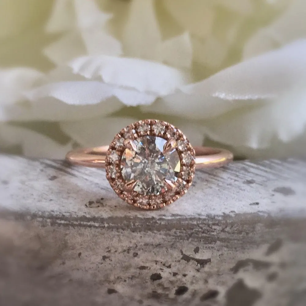 Salt and Pepper Brilliant Cut Engagement Ring