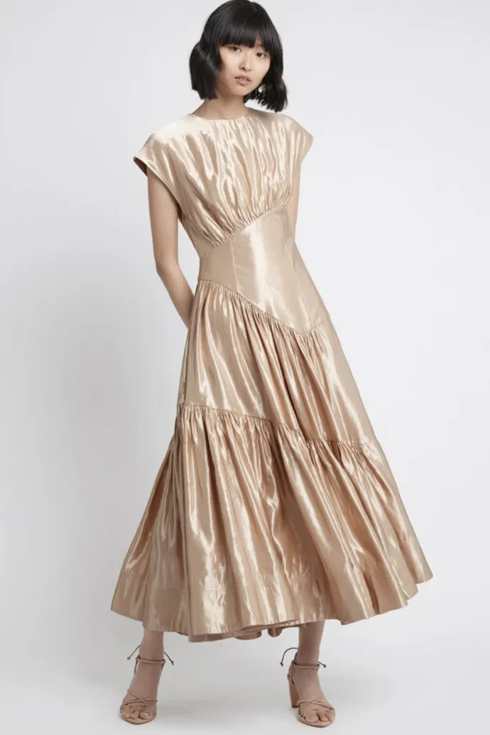 Serendipity Reflection Midi Dress Gold by Aje