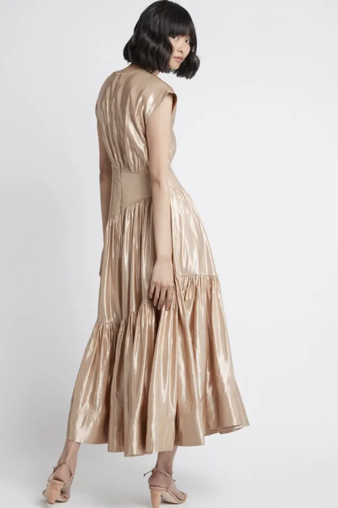 Serendipity Reflection Midi Dress Gold by Aje
