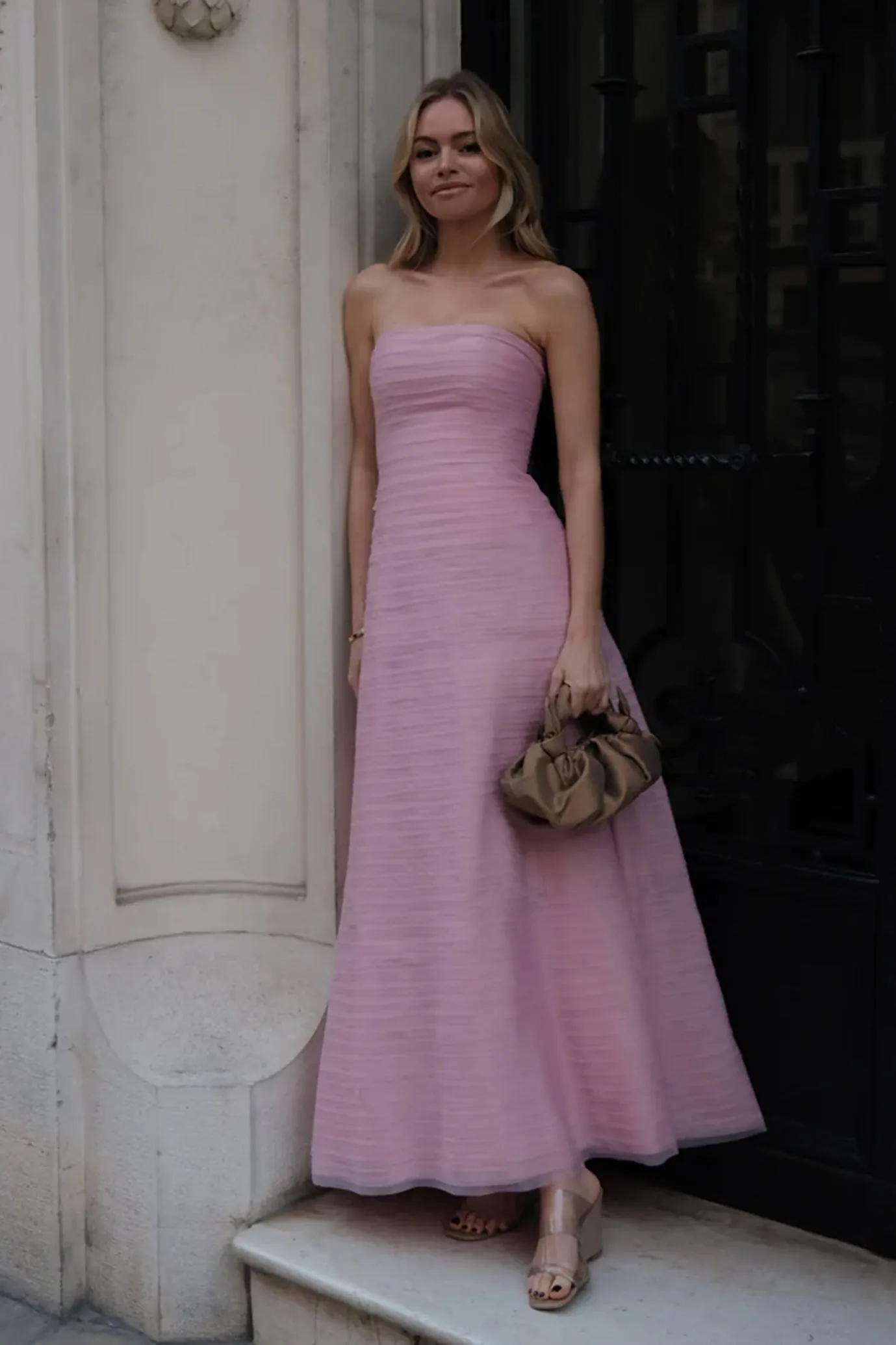 Soundscape Maxi Dress Chalk Pink by Aje