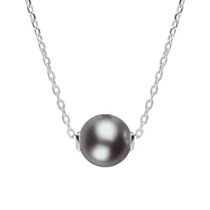Sterling Silver 43mm Black Pearl Necklace