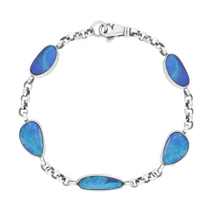 Sterling Silver 5 Stone Opal Doublet Abstract Bracelet D