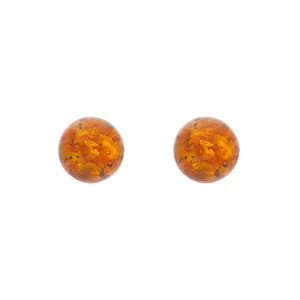 Sterling Silver Amber 8mm Ball Stud Earrings