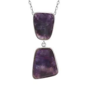 Sterling Silver Blue John 2 Stone Abstract Drop Necklace D