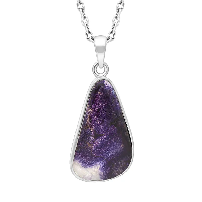 Sterling Silver Blue John Abstract Oval Necklace D