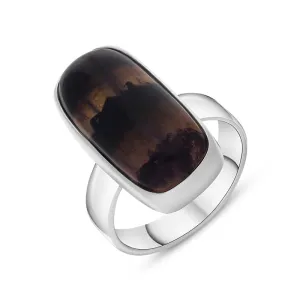 Sterling Silver Blue John Abstract Oval Shaped Ring D