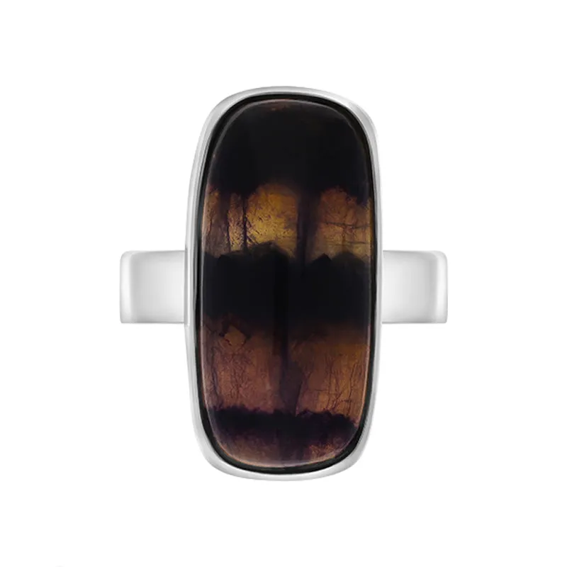 Sterling Silver Blue John Abstract Oval Shaped Ring D