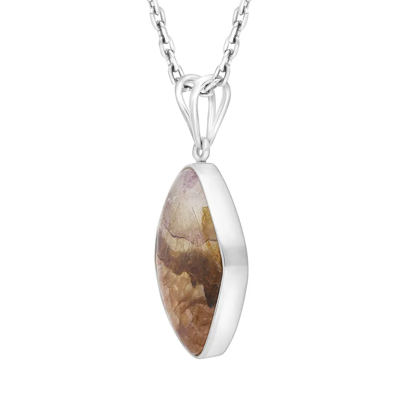 Sterling Silver Blue John Abstract Oval Split Bail Necklace D