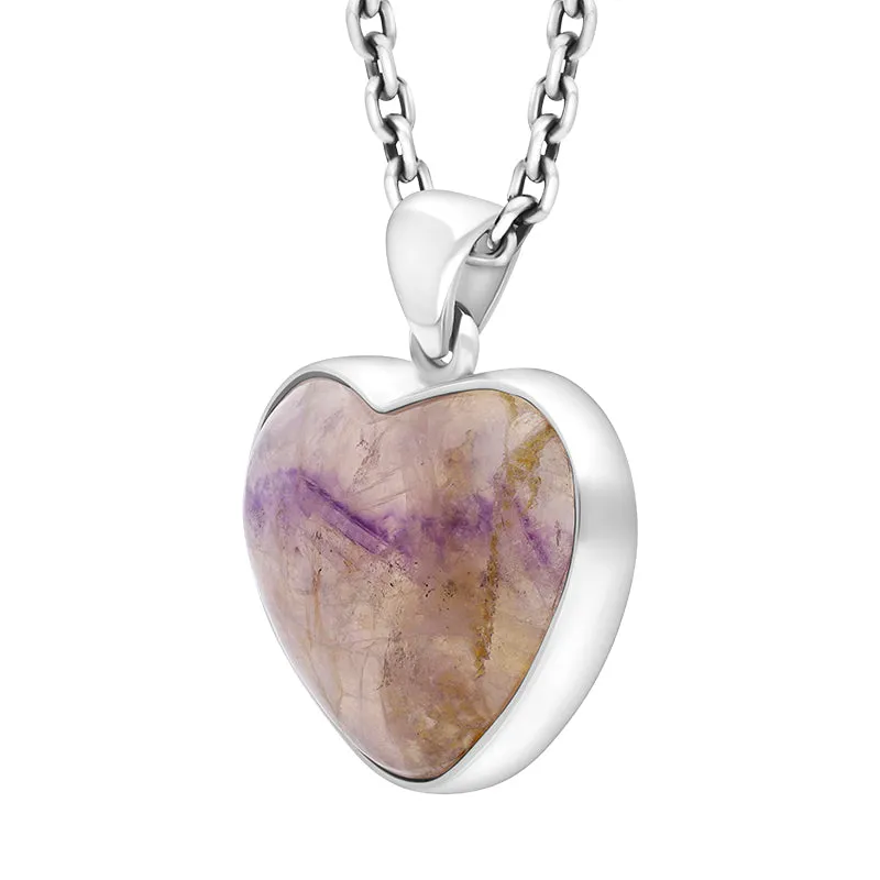 Sterling Silver Blue John Heart Pendant Necklace D