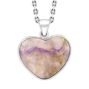 Sterling Silver Blue John Heart Pendant Necklace D