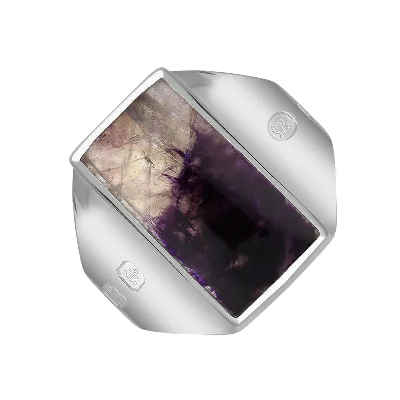 Sterling Silver Blue John King's Coronation Hallmark Small Oblong Ring D