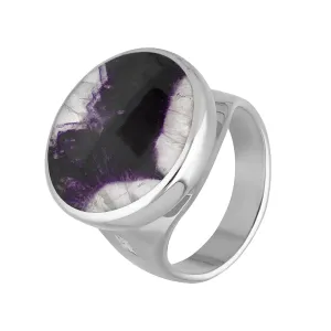 Sterling Silver Blue John King's Coronation Hallmark Small Round Ring D