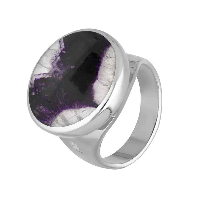 Sterling Silver Blue John King's Coronation Hallmark Small Round Ring D