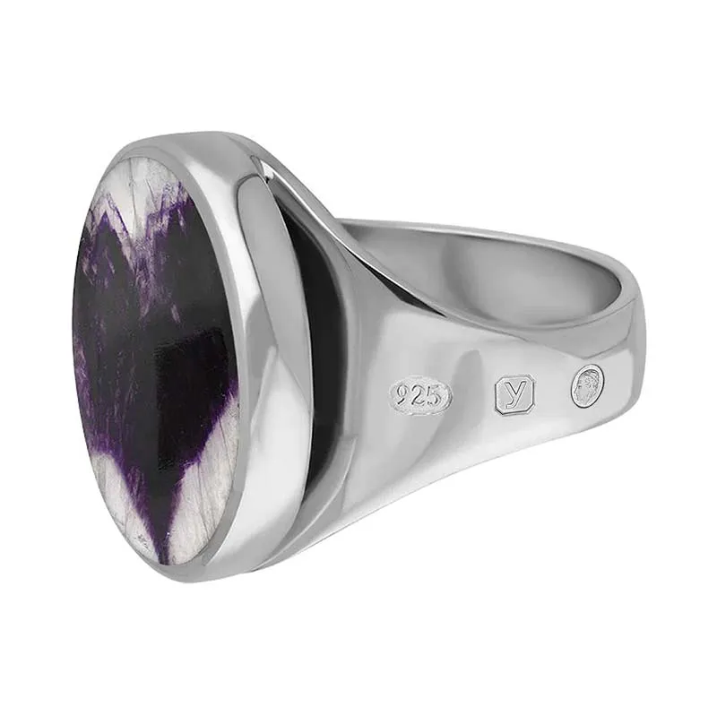 Sterling Silver Blue John King's Coronation Hallmark Small Round Ring D