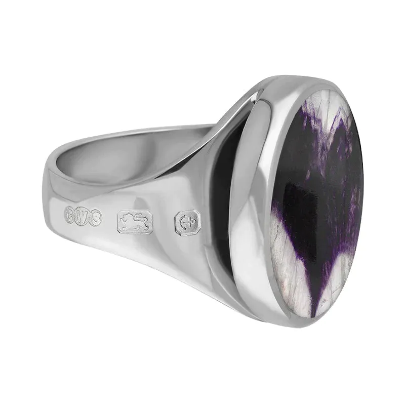 Sterling Silver Blue John King's Coronation Hallmark Small Round Ring D