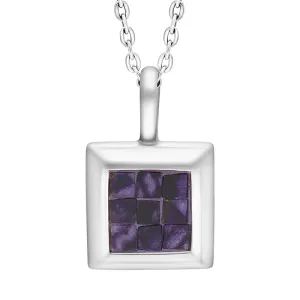 Sterling Silver Blue John Mosaic Set Square Necklace D