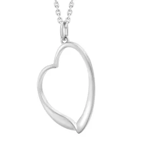 Sterling Silver Large Open Heart Necklace D