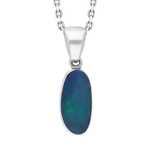 Sterling Silver Opal Doublet Abstract Necklace D
