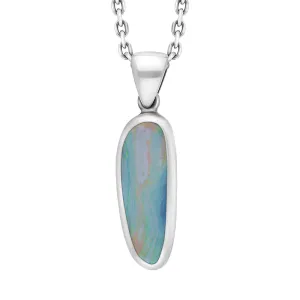 Sterling Silver Opal Doublet Abstract Necklace D