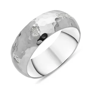 Sterling Silver Queen's Jubilee Hallmark 8mm Hammered Ring D