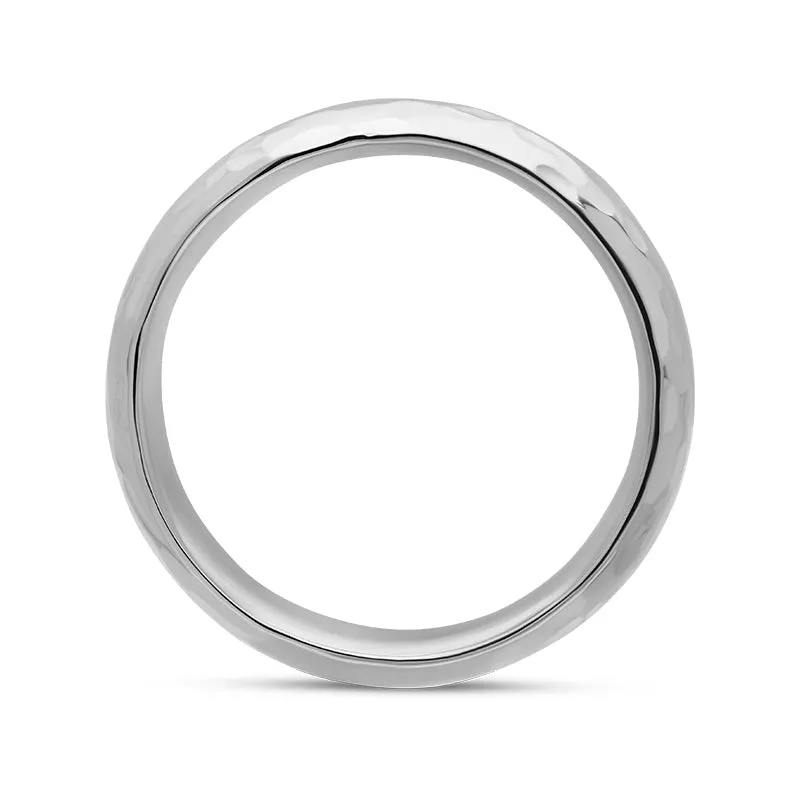 Sterling Silver Queen's Jubilee Hallmark 8mm Hammered Ring D