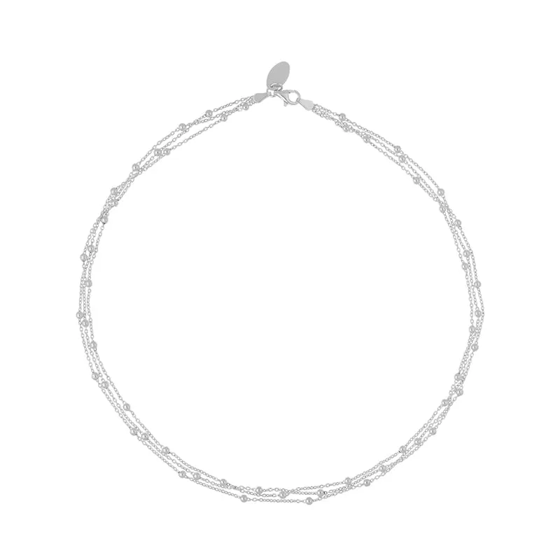 Sterling Silver Triple Bead Chain Necklace