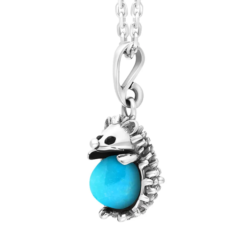 Sterling Silver Turquoise Small Hedgehog Necklace