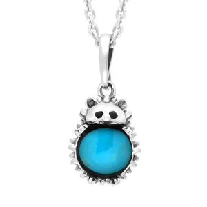 Sterling Silver Turquoise Small Hedgehog Necklace