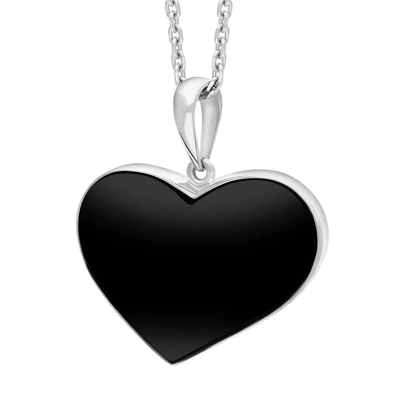 Sterling Silver Whitby Jet Abstract Heart Necklace