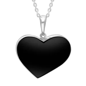 Sterling Silver Whitby Jet Abstract Heart Necklace