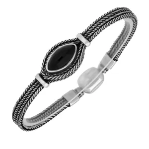 Sterling Silver Whitby Jet Foxtail Marquise Bracelet D