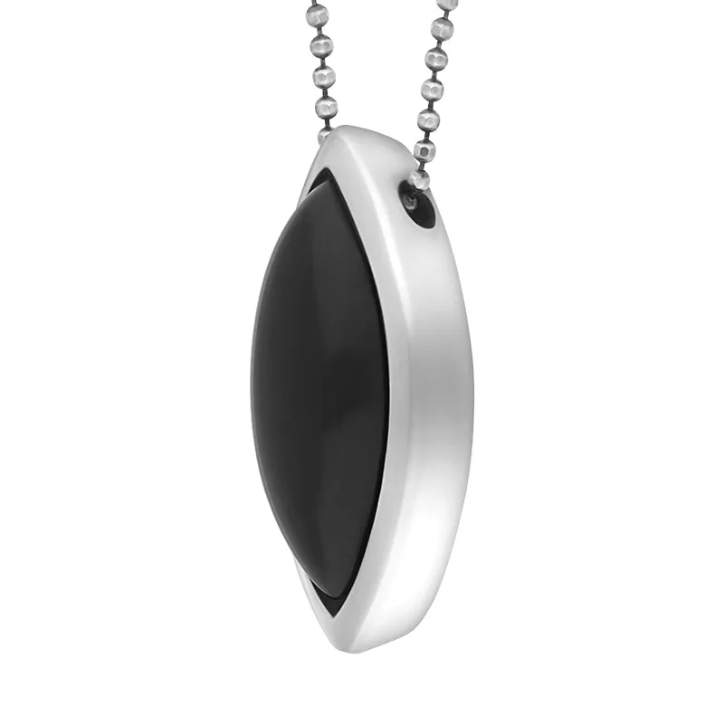 Sterling Silver Whitby Jet Framed Marquise Necklace D