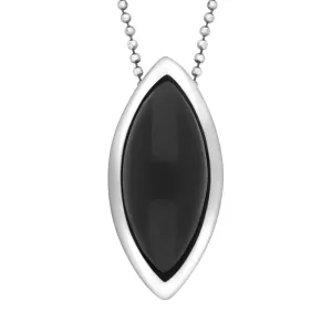 Sterling Silver Whitby Jet Framed Marquise Necklace D