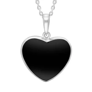Sterling Silver Whitby Jet Heart Necklace