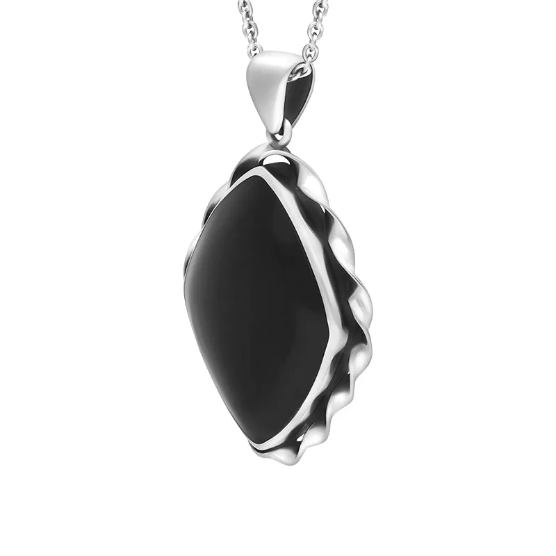 Sterling Silver Whitby Jet Rope Edge Necklace D