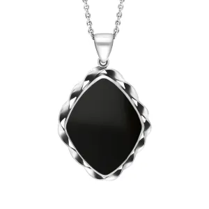Sterling Silver Whitby Jet Rope Edge Necklace D