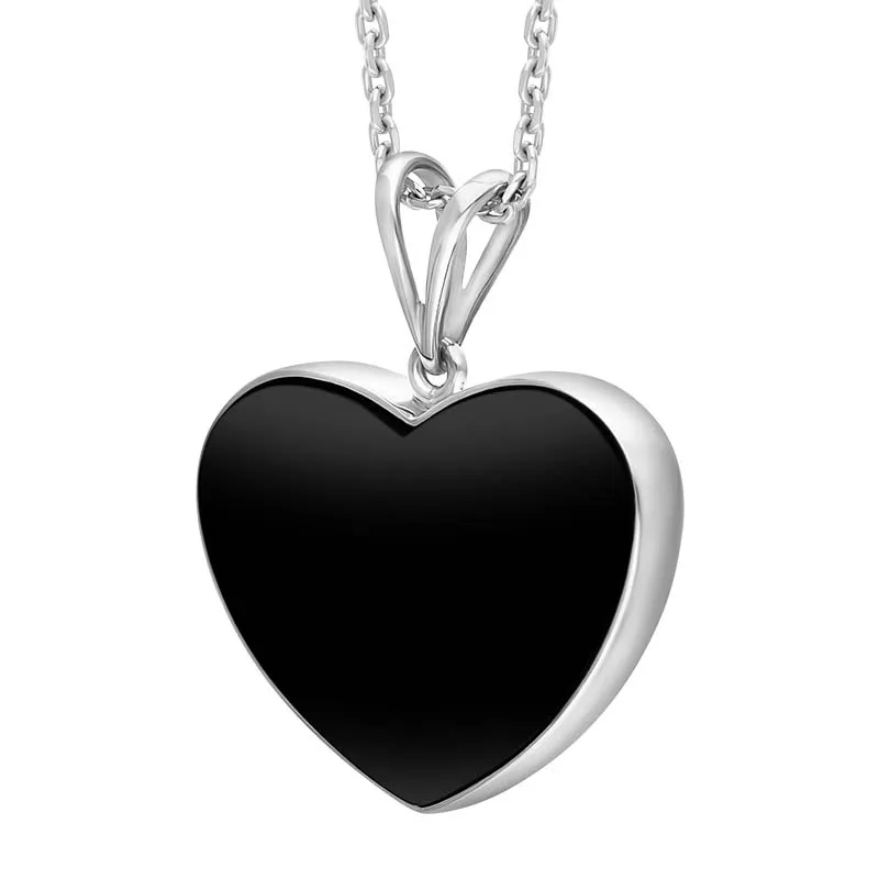 Sterling Silver Whitby Jet Split Bale Heart Necklace