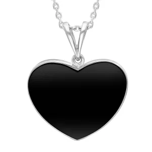 Sterling Silver Whitby Jet Split Bale Heart Necklace