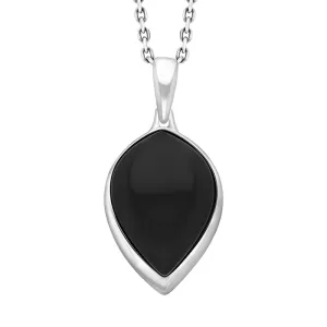 Sterling Silver Whitby Jet Upside Pear Necklace