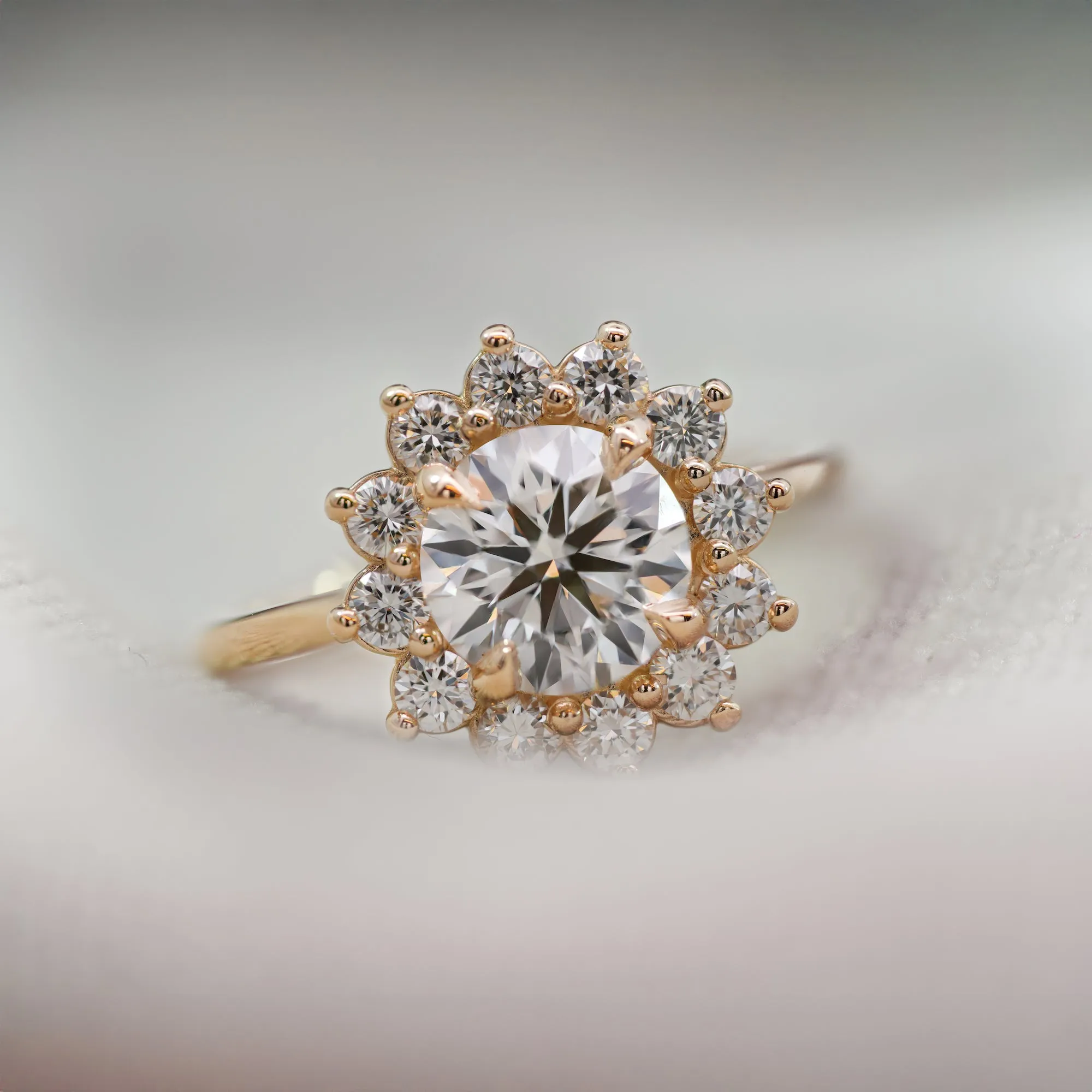 'Sunny' Diamond Halo Ring
