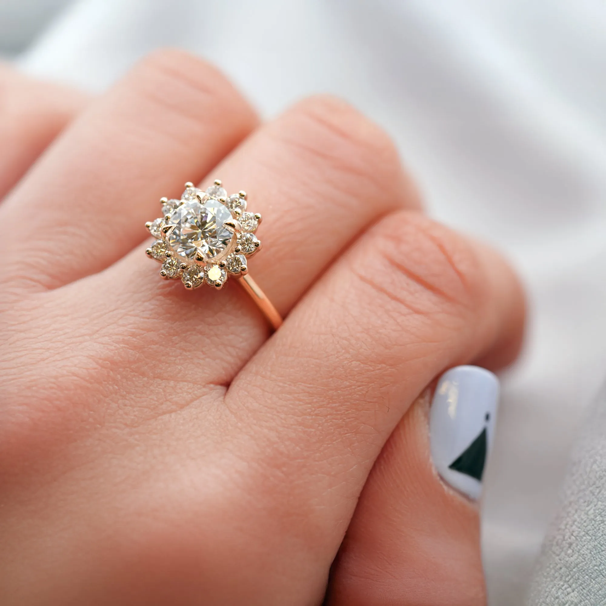'Sunny' Diamond Halo Ring